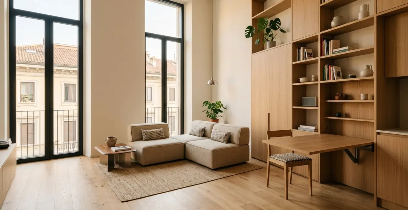 Appartamento compatto milanese con arredi multifunzionali e spazi ottimizzati in stile contemporaneo
