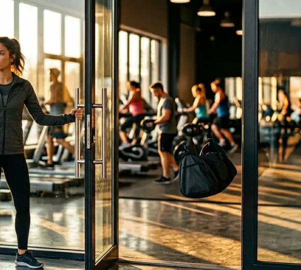 Atleta che inizia il suo allenamento mattutino in palestra con determinazione