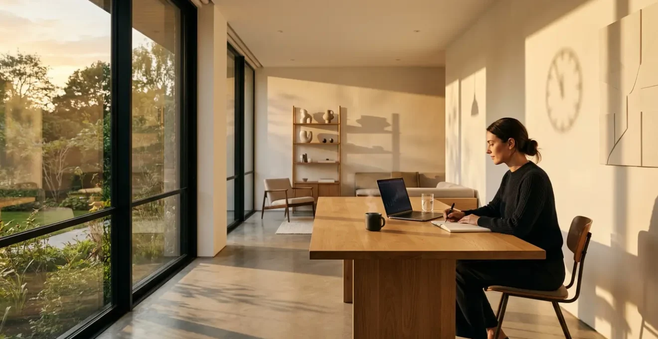 Persona che osserva un orologio biologico con simboli di produttività e cronotipi diversi nel corso della giornata