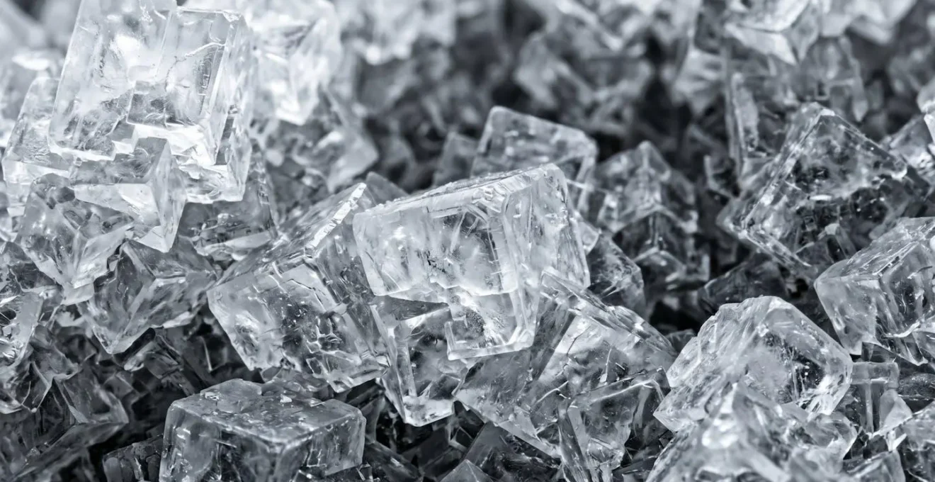Dettaglio ravvicinato di cristalli di sale fotografati attraverso lente macro applicata a smartphone