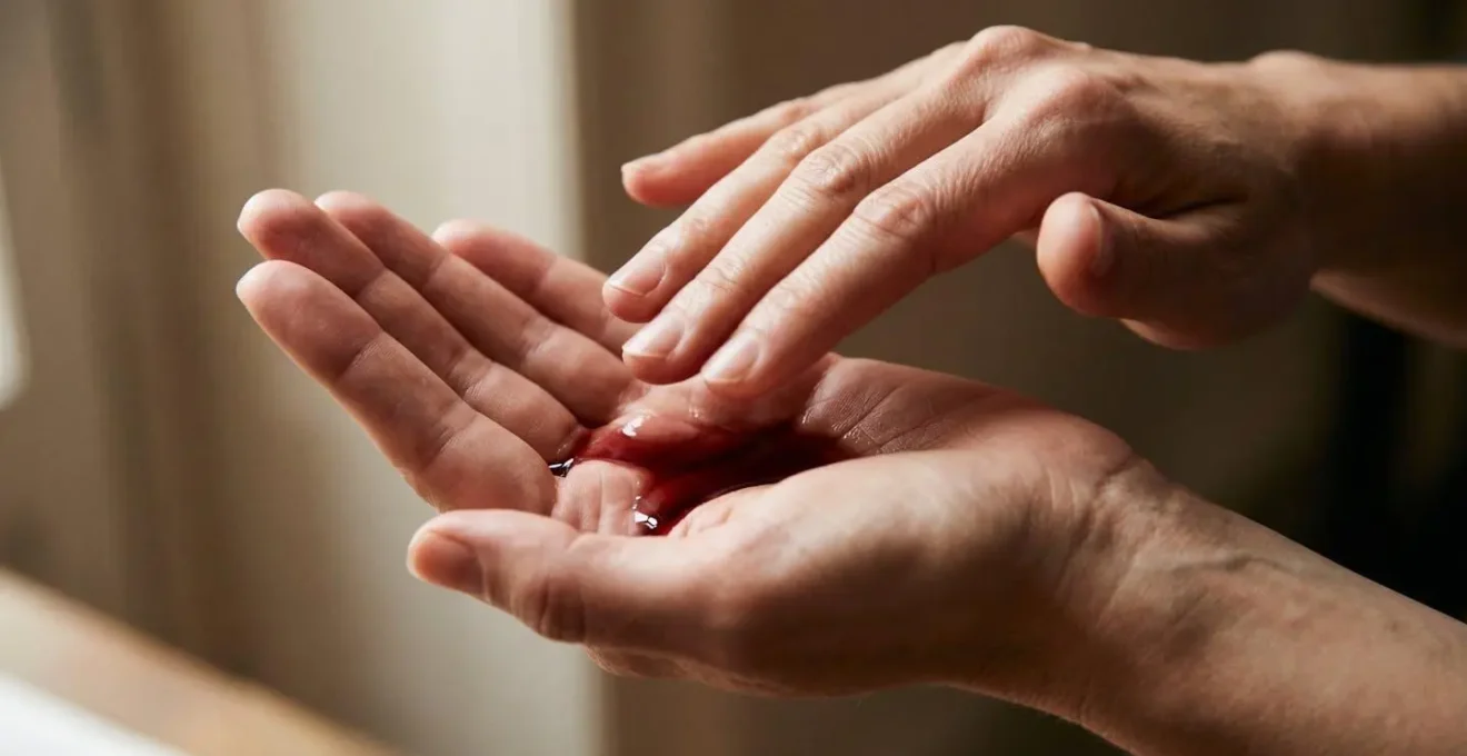 Mano che scalda una goccia di vino nel palmo per identificare il TCA