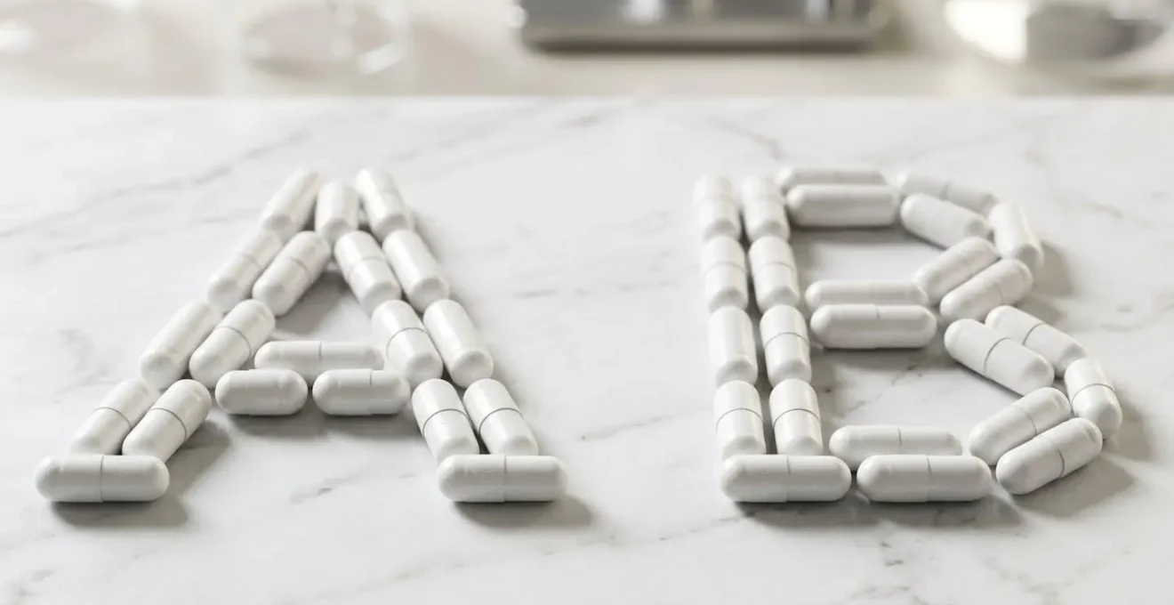Capsule identiche etichettate A e B per test in cieco